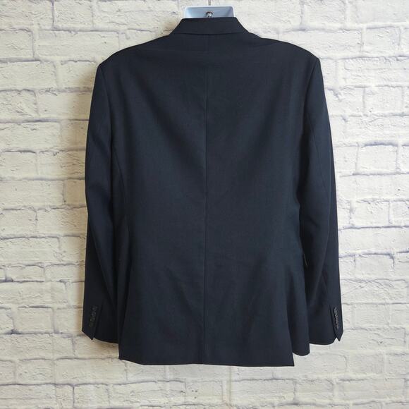 Zara Mens 42 Double Breasted Blazer Navy Blue Suit Jacket Sport Coat - Picture 3 of 13